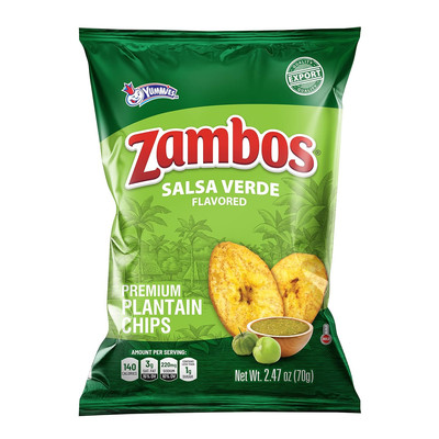 Zambos Plantain Chips Salsa Verde, Crunchy Premium Plantain Chips, 8 Pack