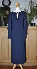 New Ex-Monsoon Navy Jersey Midi Shift Dress Size 8 Party Evening Elegant Outfit