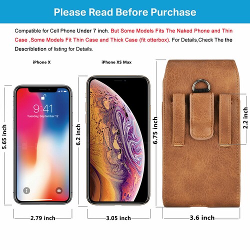Vertical Cell Phone Holster Pouch Leather Wallet Case Universal w/Belt Clip Loop - Picture 20 of 26