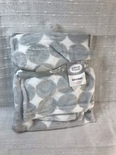 Luvable Friends White Blanket Gray Dots Circles Unisex Lovey Security 30x36 NEW