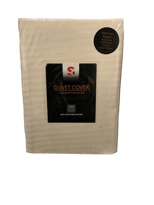 DOPPEL 300 FADENZAHL CREME STREIFEN ÄGYPTISCHE BAUMWOLLE BETTWÄSCHESET H/Q L018