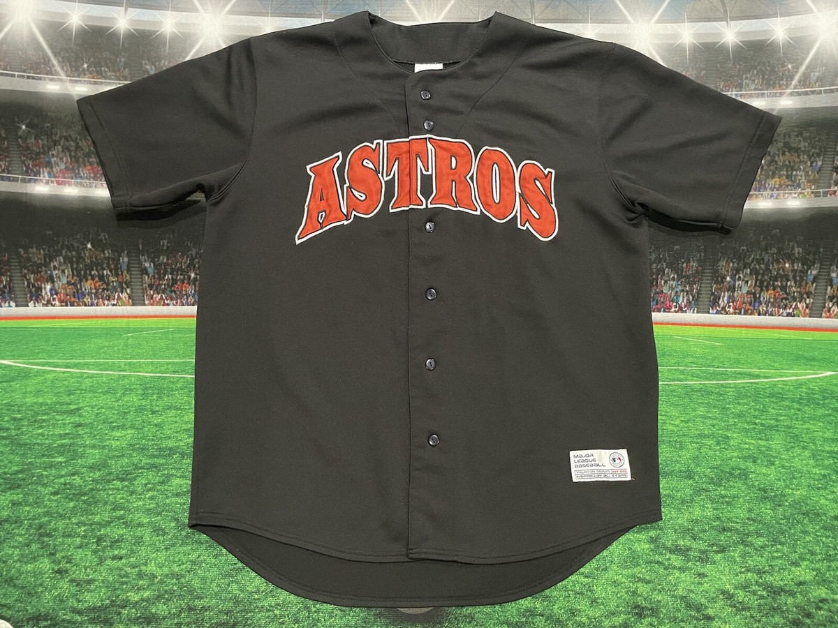 Houston Astros Black Adult TRUE FAN Jersey Authentic Sz Large