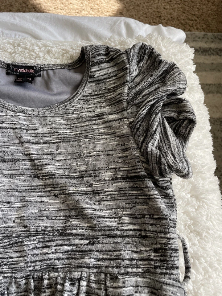 My Michelle niñas talla Vestido de punto manga corta gris jaspeado 14. Nt. desc. Foto 3 de 4