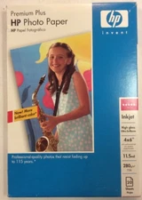 HP Premium Plus 4 X 6" High Gloss Inkjet Photo Paper 11.5 Mil 20 sheets Q1977A
