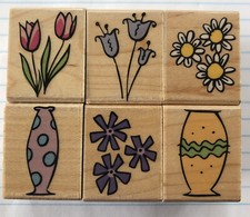 Hero Arts Flowers, Bouquets, Vases wood mount rubber stamp set