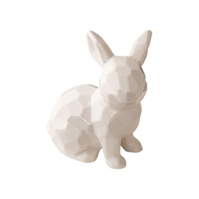 Ceramic Bunnies Spring Holiday Rabbit Figurine Desk Ornament for Easter Home