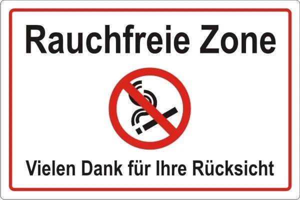 DITGENS Rauchfreie Zone Rauchverbot Hinweisschild No smoking Art.-Nr. 3111