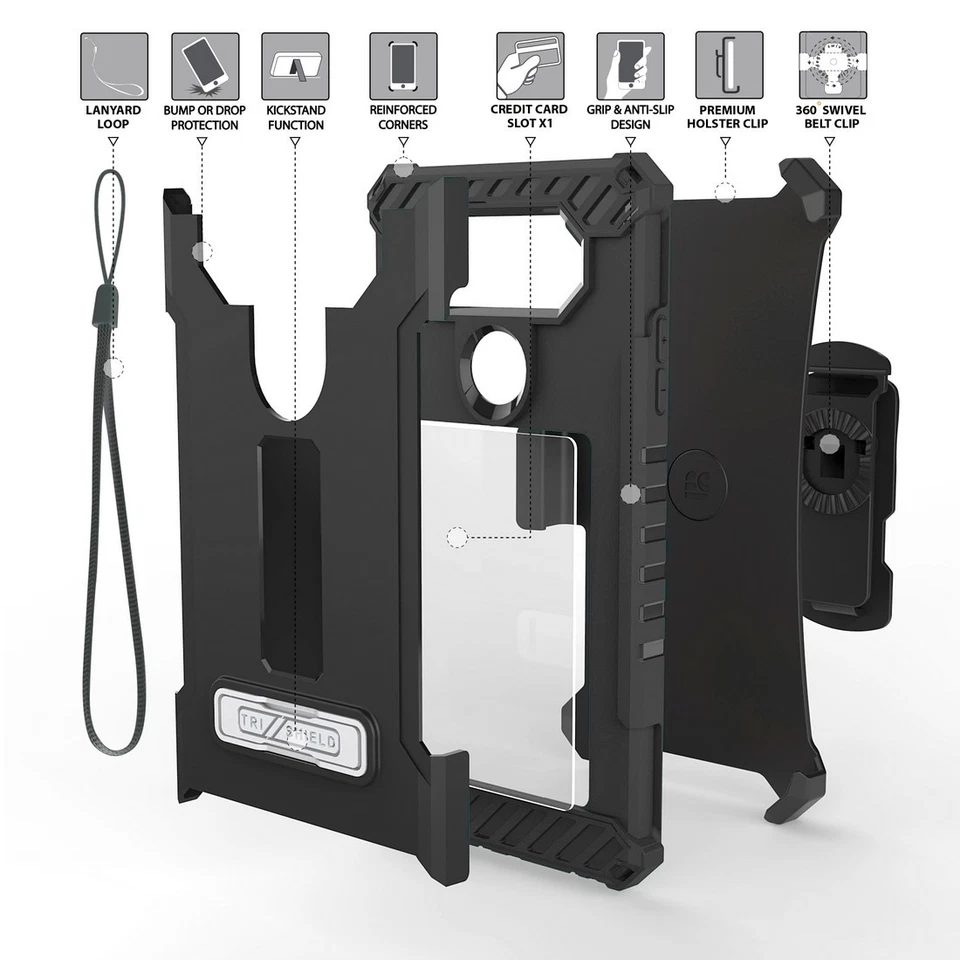 适用于 LG V20 Tri Shield 混合装甲坚固保护壳 人造皮革 打印 — 第 3/4 张图片
