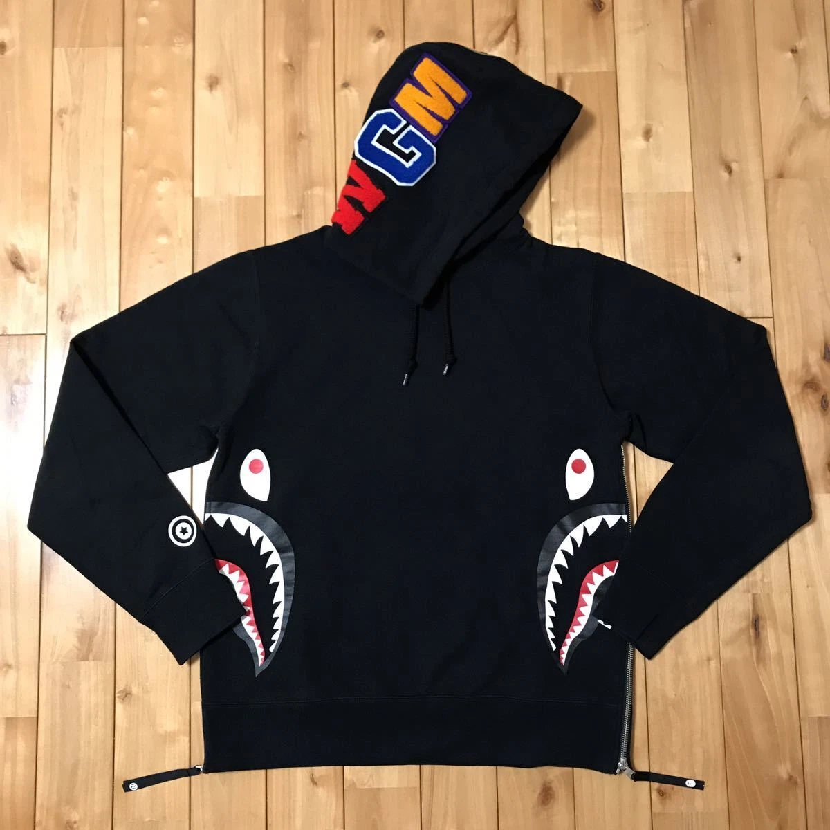 BAPE Shark side zip hoodie Black A Bathing Ape Size M | eBay