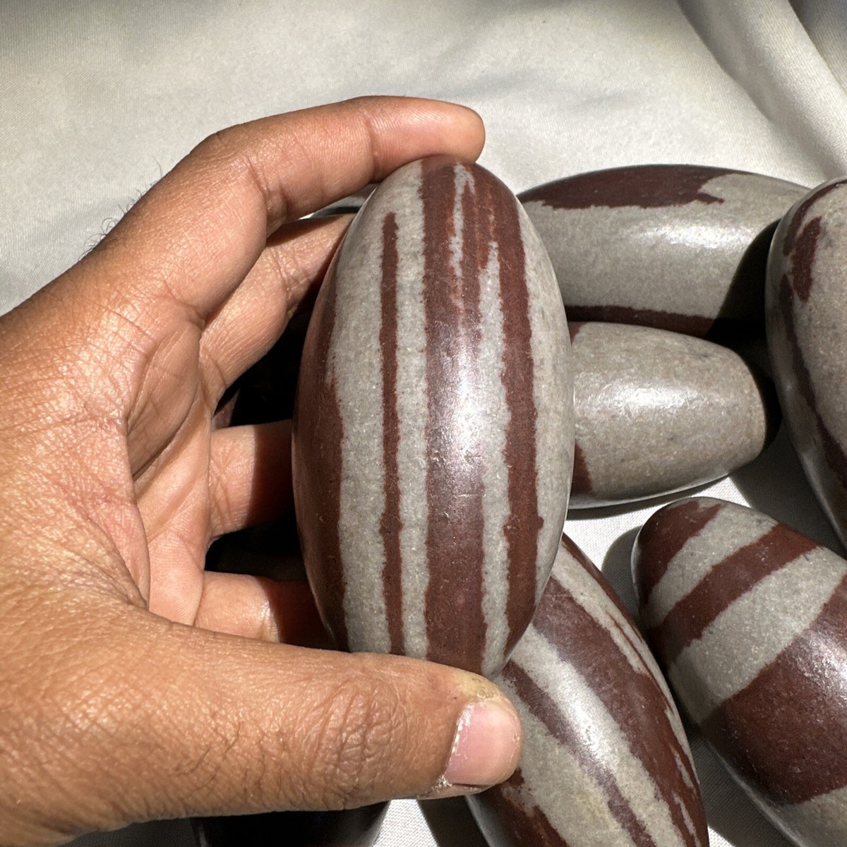 4 Inch Shiva Lingam stone from India -Narmada River -Palm size