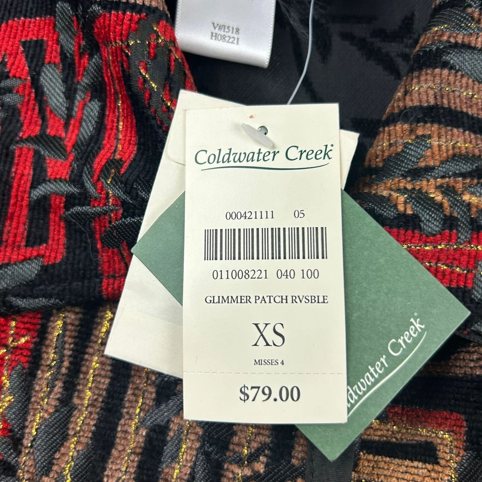 Chaqueta Coldwater Creek para mujer XS marrón negro parche brillante abrigo reversible nueva con etiquetas Foto 4 de 4