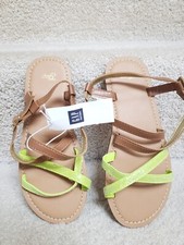 GAP GIRL SAND BROWN GLITTER MELON SORBET CROSS SANDALS SHOES Sz 2 3 NWT