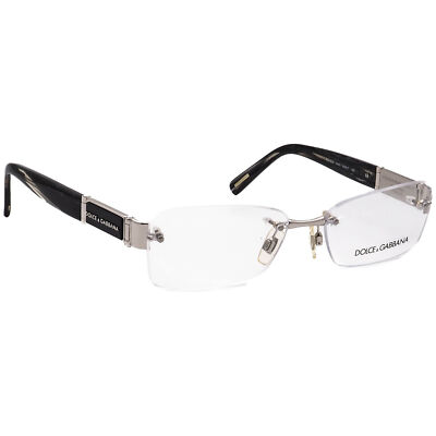 Dolce Gabbana Eyeglasses DG 1210 1043 Silver Rimless Metal Italy