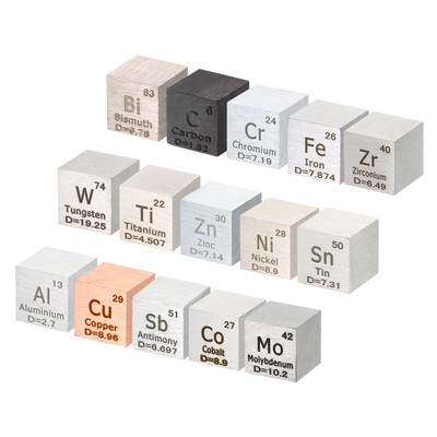 15 Stück Elementwürfel, 10 mm Dichtewürfel High Density Element Würfel Unikat Metallwürfel