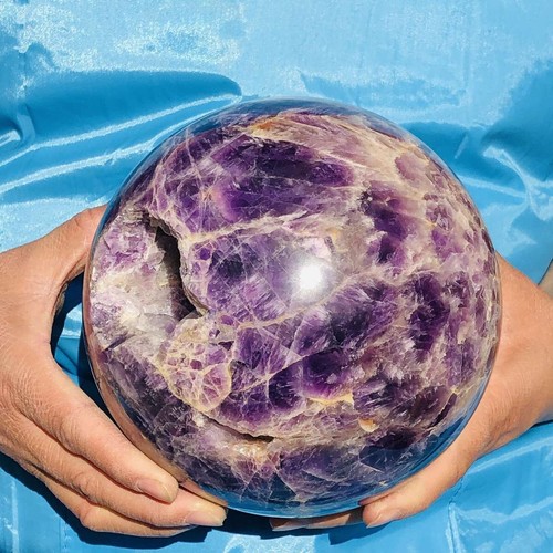 10.2LB Top Natural dreamy amethyst Quartz Sphere Quarzt Crystal Ball reiki heal - Picture 3 of 19
