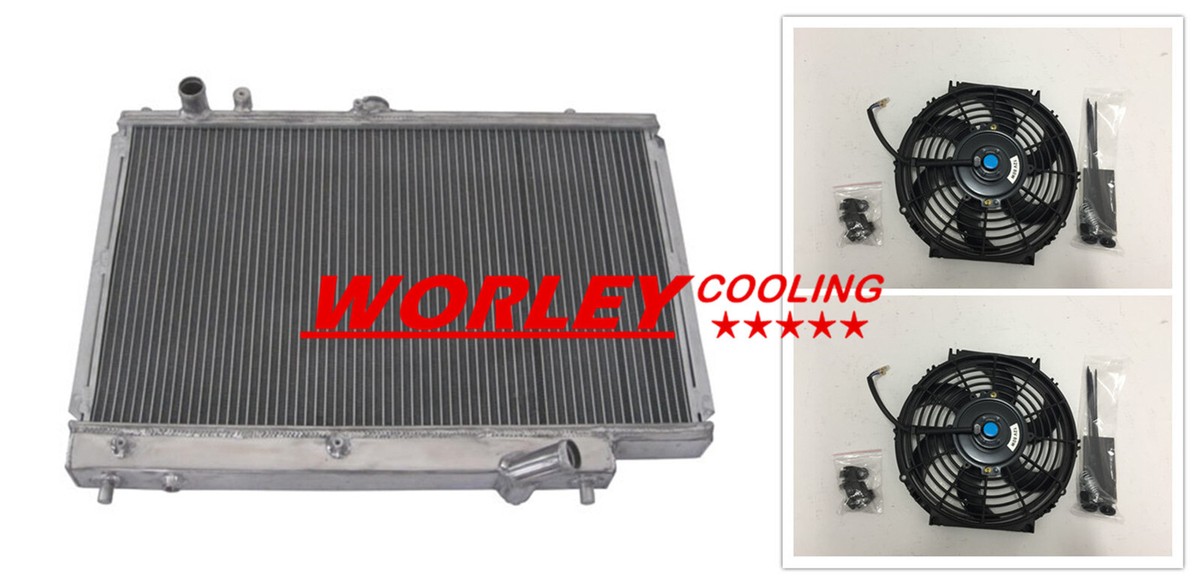 Aluminum radiator & fans for Mazda 323 GTX GTR FORD TX3 89 90 91