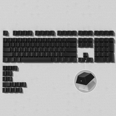 Black Japanese Style PBT Keycaps OEM Profile Double Shot Shine