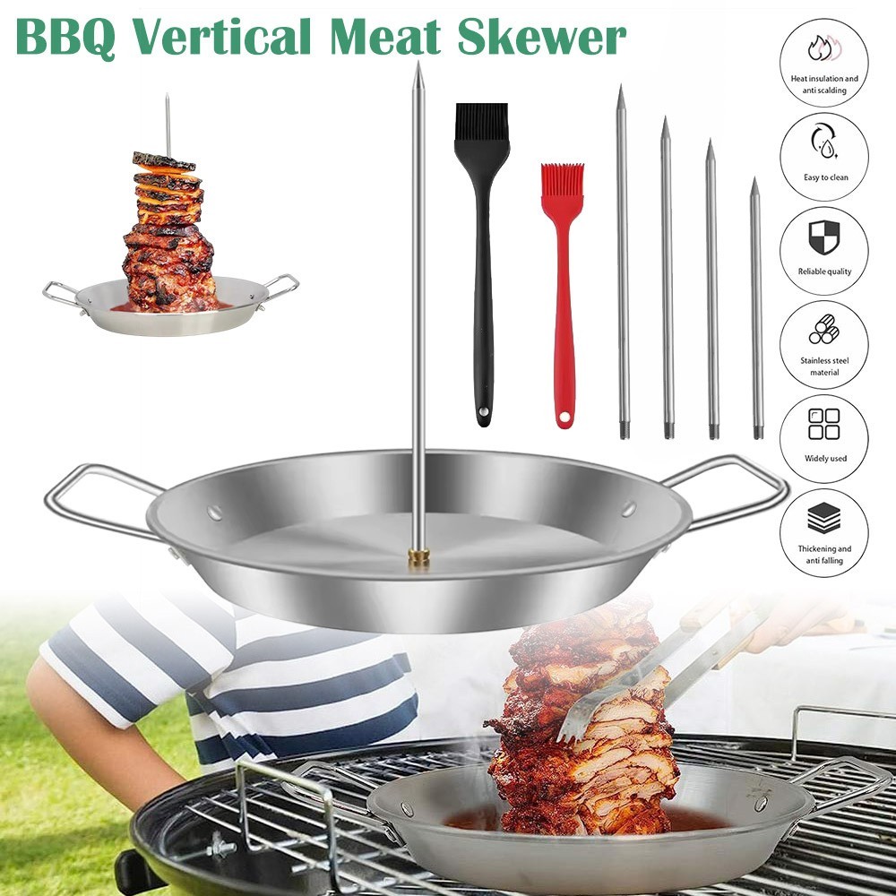 Vertikaler Spieß Geflügel Hähnchen Bräter Gestell BBQ Grill Pfanne für Backofen Smoker