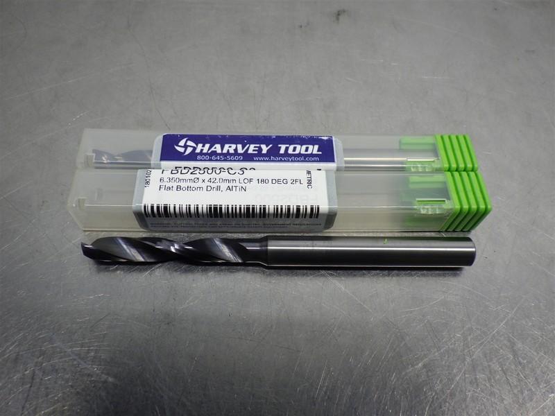 2 NEW! HARVEY TOOL 6.350mm Carbide 2FLT Flat Bottom Drill FBD2500-C3