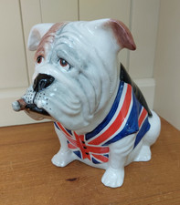 Winston Churchill British Bulldog, Union Jack waistcoat & cigar, Manor Pottery
