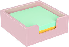 Acrylic Notepad Dispenser Organizer - 3 x 3 in Pink Sticky Note Holder W/O Pads