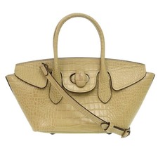 POLO RALPH LAUREN crocodile embossed 428907595001 leather beige 2way handbag 15