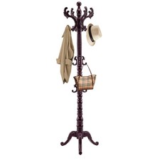 Wooden Coat Rack Freestanding, Solid Wood Coat Rack Stand with 14 Hooks, Vint...