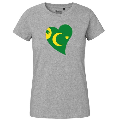 Damen T-Shirt Kokosinseln Flagge Herz Geschenkidee Kokosinseln Geschenk Präsent  - Bild 16 von 21