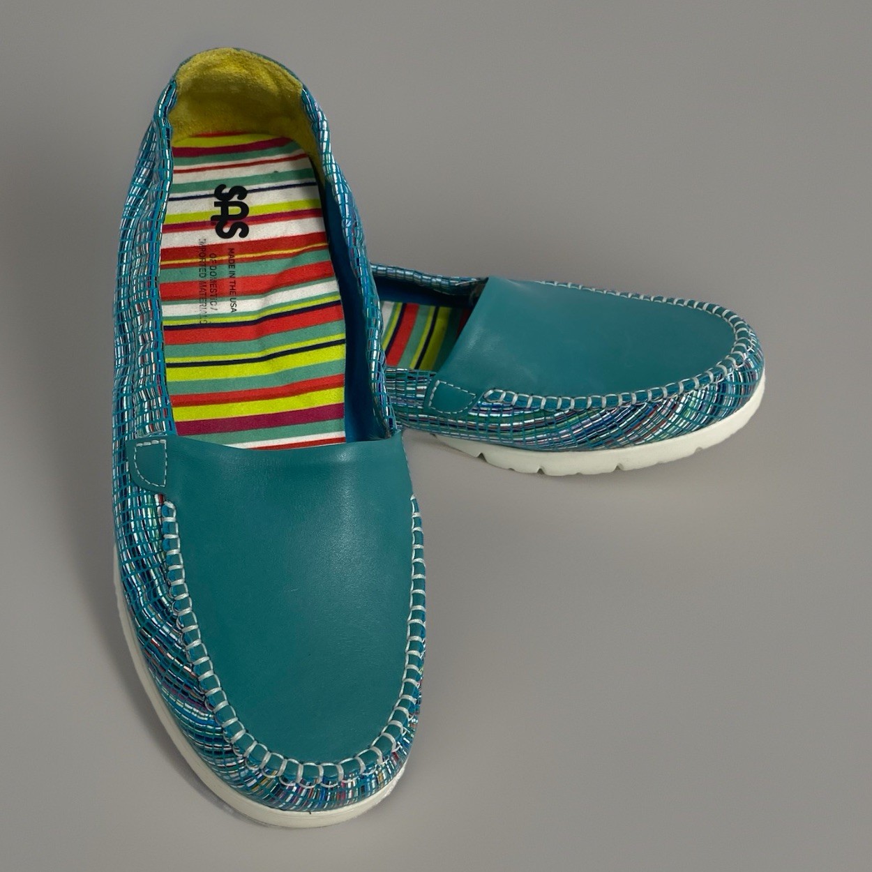 SAS Shoes Womens 11 Sunny Slip-On Loafers Turquoise Casual Comfort Low Top