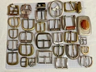 Lot of 28 Vintage Brass Belt Buckles with Steel Tongues Many Plated