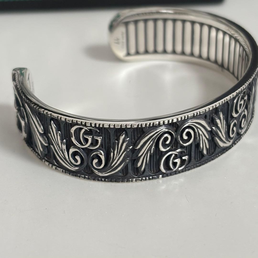 GUCCI Interlocking Marmont Bangle 925 Silver Engr… - image 3