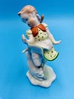 HEREND PORCELAIN HANDPAINTED GIRL WITH CAT FIGURINE 5845