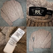 RRL Ralph Lauren Men's Cable Knit Sweater Rare Vintage Wool Blend FD BGA