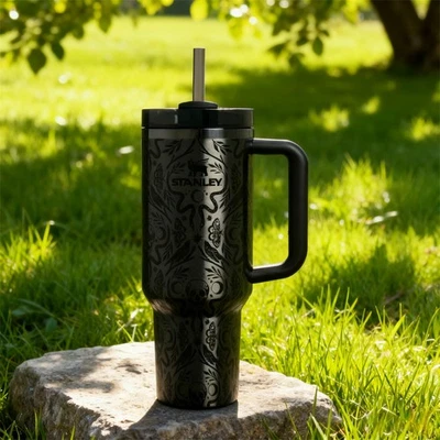 AS SHOW STANLEY^Halloween Black Limited Edition Tumbler Deadly Damask 40oz New"In Hand"