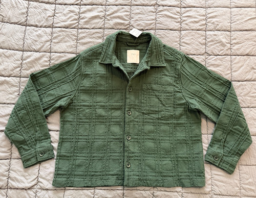 Percival canyon textured check heavyweight cotton overshirt jacket L mens NEW