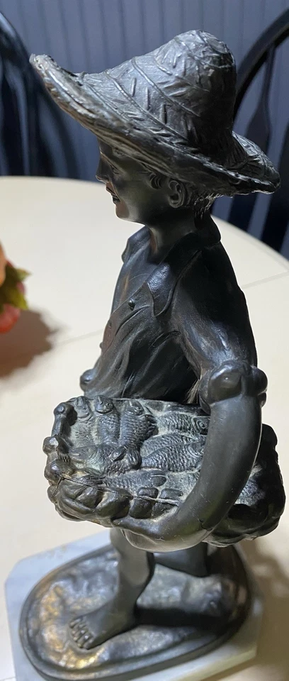 Vintage Bronze Sculpture Of A Young Fisherman, by Giovanni DeMartino, Italy - Image 3 of 4