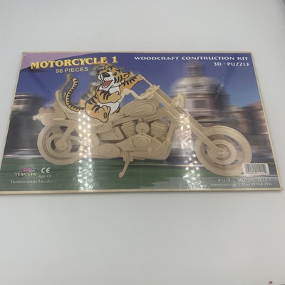 Puzzled 3d Puzzle Model Motorcycle Wood Craft Construction Kit 96 Pieces New