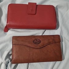 Lot Of Wallets 1 NWOT 1 Used Burgundy Brown Cowhide Genuine Leather