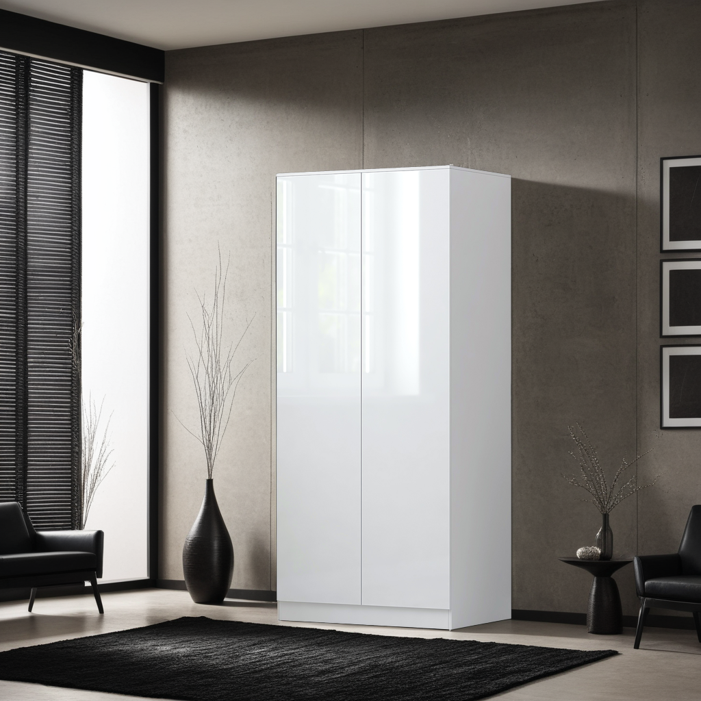 2 Door Wardrobe Modern Bedroom Furniture Scandinavian Design White Gloss