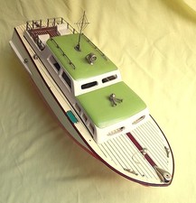 VINTAGE JAPANESE KKS BATTERY OPERATED WOODEN TOY BOAT