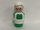 Vintage Fisher Price Little People MAIN Street #2500 Figure Green STORE CLERK