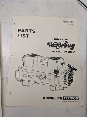 #ad HOMELITE PARTS LIST BOOK MANUAL CATALOG WATERBUG PUMP P100 1 $48.60