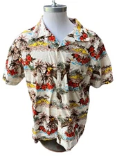 Barefoot In Paradise Multicolored Florals And Toucan Birds Allover Mens Large