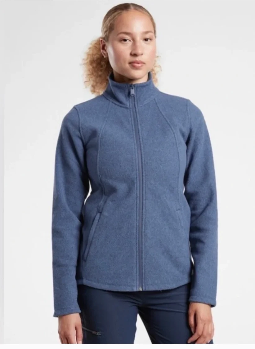 Athleta Fleece Jacket Women's Sz 1X Blue Full Zip Active Winter Snow