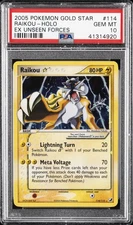 2005 POKEMON EX UNSEEN FORCES GOLD STAR #114 RAIKOU-HOLO PSA 10