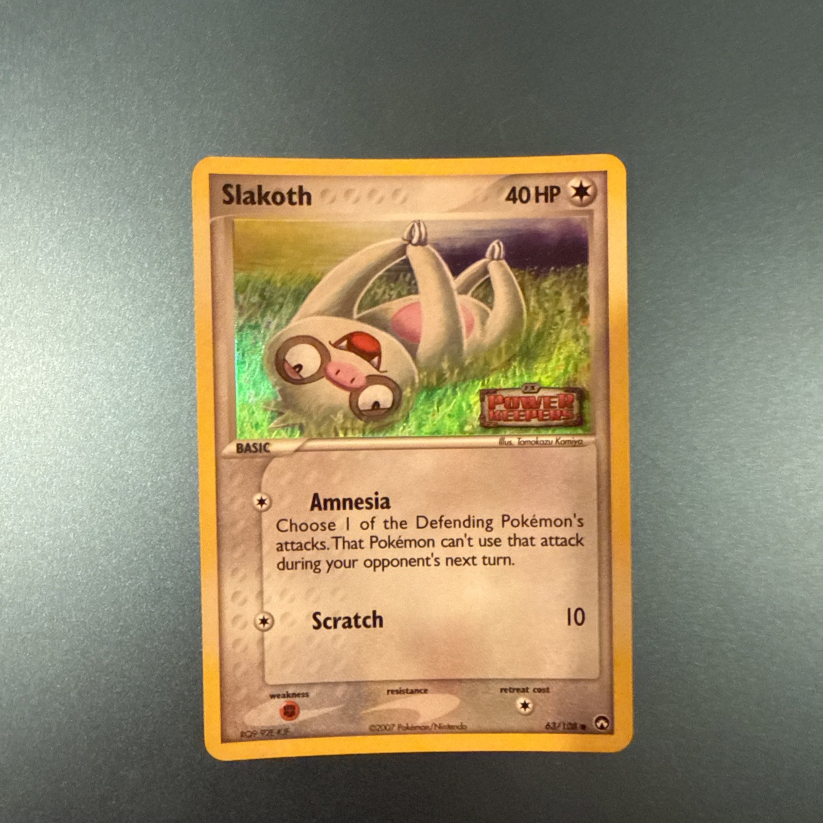 Slakoth 63/108 Reverse Holo EX Power Keepers Stamped Pokemon Card 2007 LP
