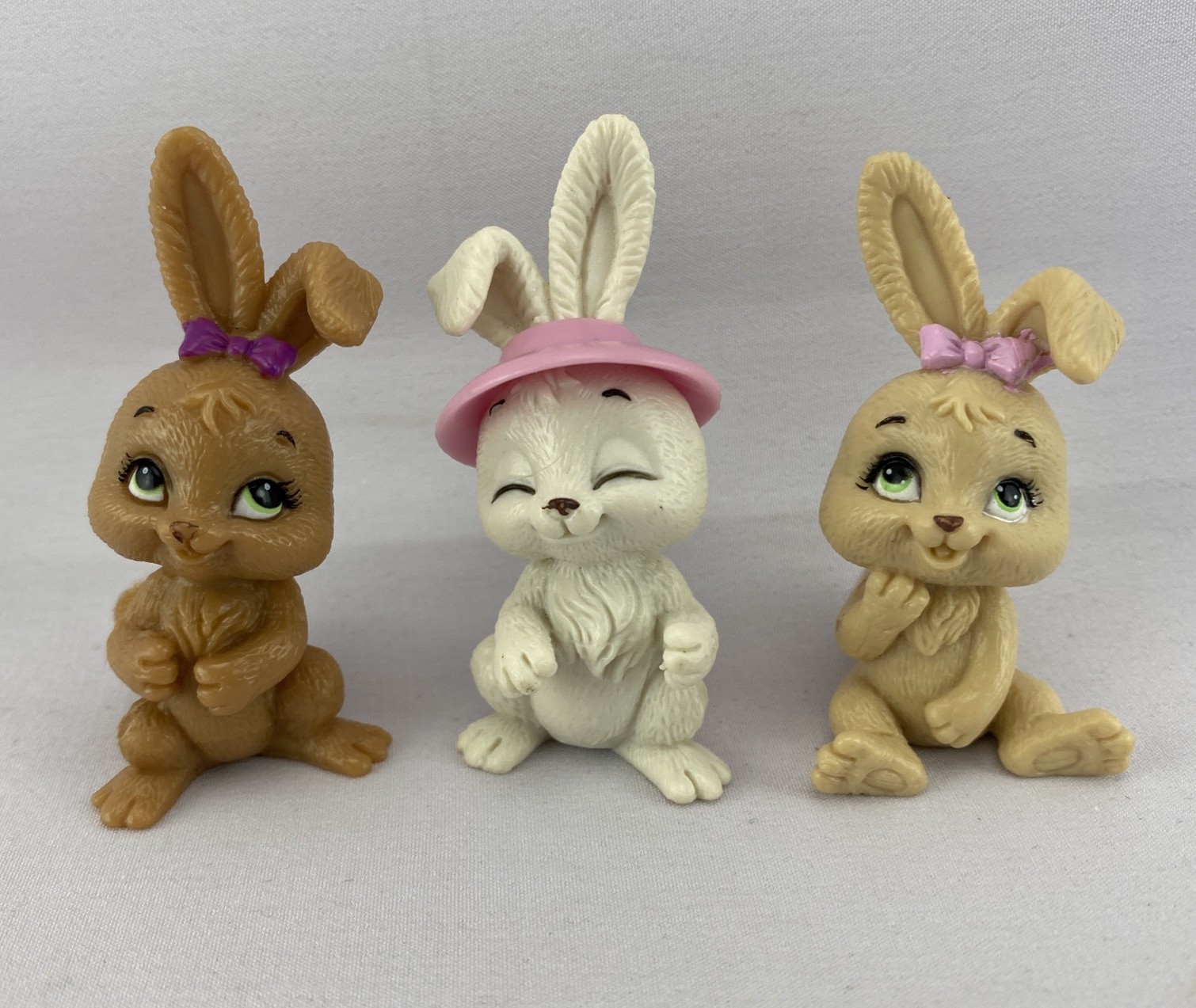 Vintage Mini Easter Bunny Figurines Lot of 3 Resin Rabbits Spring Decor 1–3”