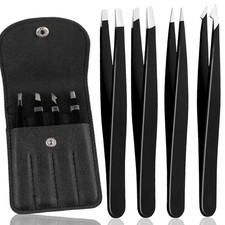 4Pcs Eyebrow Tweezers Set,Tweezers for Hair Professional Stainless Steel Twee...