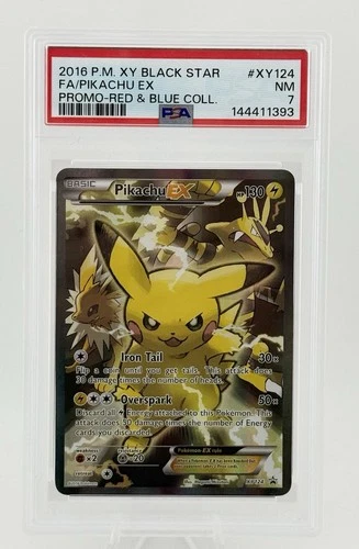 2016 POKEMON XY BLACK STAR PROMO RED & BLUE COLL FULL ART/PIKACHU EX PSA 7