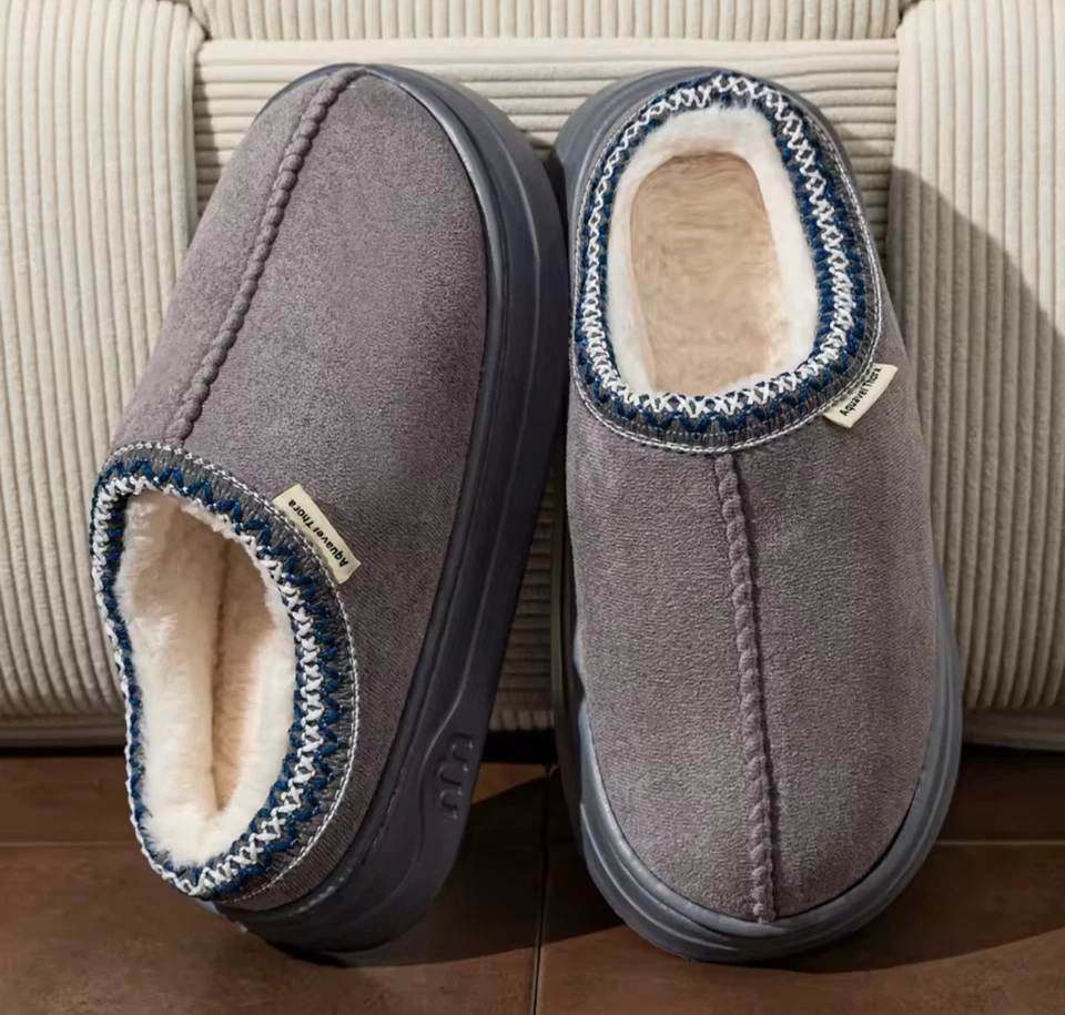 Invierno Para Mujer Zapatillas Botas Moda Piel Difusa Antideslizante Suela Suave Exterior Indo Foto 4 de 4